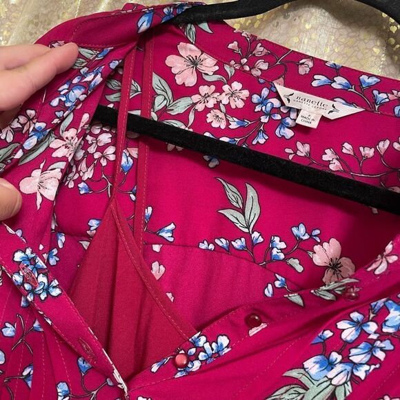 NANETTE Nanette Lepore Magenta Floral Pintuck Flared Dress, Size 8 - Picture 5 of 8
